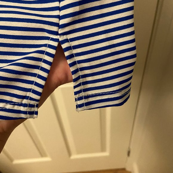 Aerie White & Blue Striped Short Sleeve Top - Size: L - Picture 5 of 5